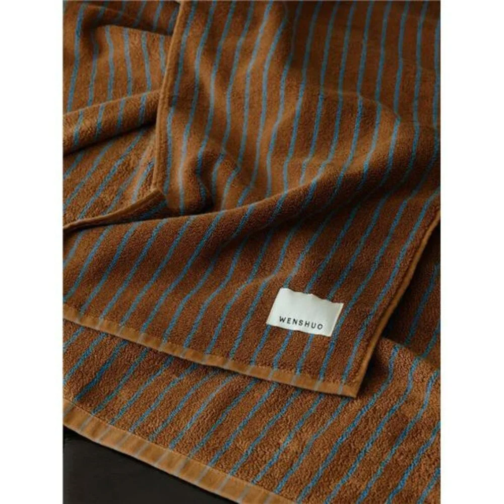 Caramel Striped Cotton Hand Towel Soft Absorbent Luxury Bathroom Face Towel